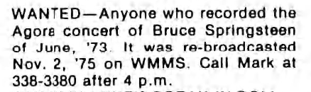 On Cleveland & Bruce Springsteen in the mid-70s