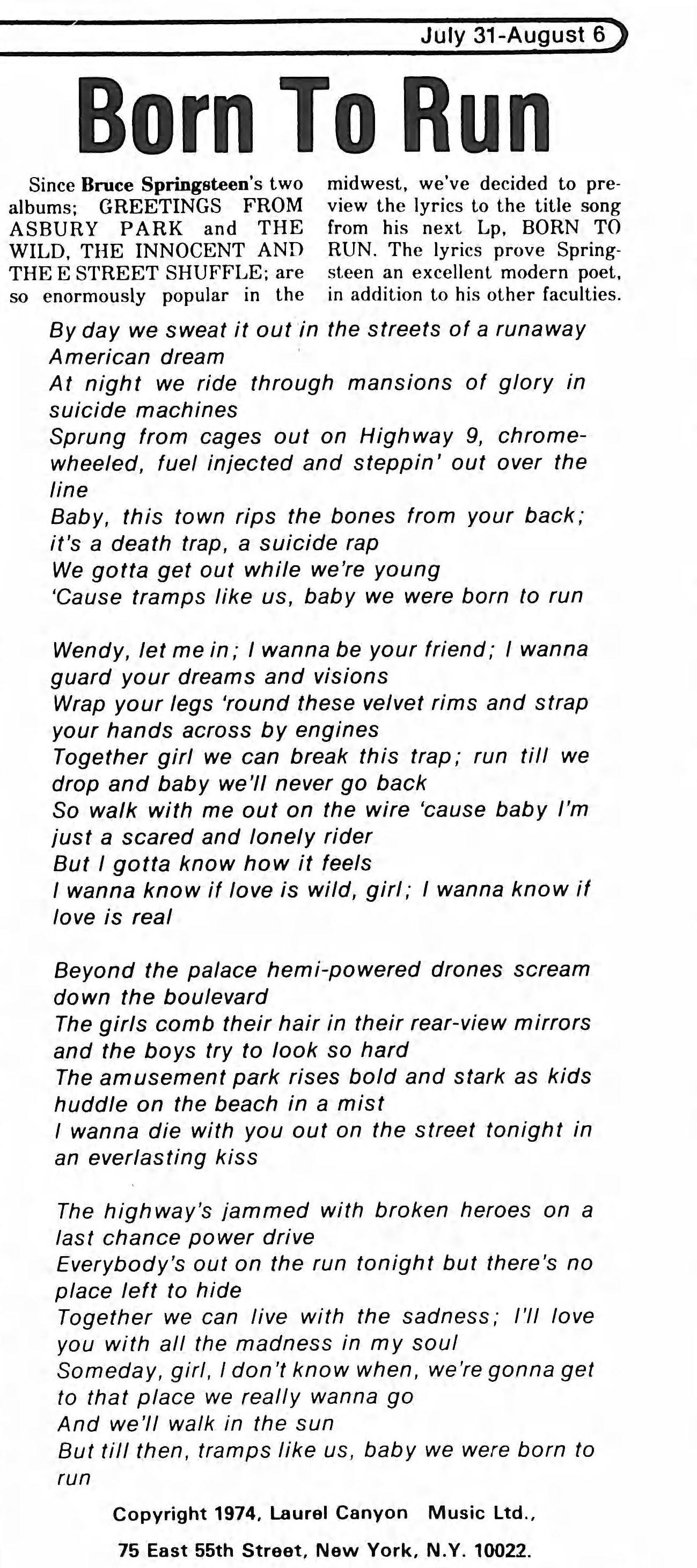 On Cleveland & Bruce Springsteen in the mid-70s